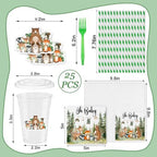 Woodland Baby Shower Plates, Green, Serves 25, Disposable Tableware Set - Image 3