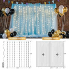 Ledido 10×10ft Blue Tulle Backdrop Curtain with Light(8 Panels 5×10ft) - Image 3