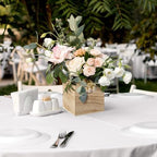 Suzile 12 Set Wooden Box Centerpiece, 4 Inch Square Planter Vase - Image 4