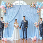 20ft x 12ft Baby Blue Backdrop Curtains Wrinkle Free Backdrop Curtain for Wedding Parties Blue Fabric Backdrops Drapes Back Drop Cloth Bridal Shower Stage Curtains Wedding Decorations for Reception - Image 3