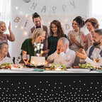 12Pcs Black Silver Tablecloth Party Decorations,Plastic Black Table Cloth Printed Silver Table Runner Disposable Rectangle Table Cover for Birthday Anniversary Wedding Graduation Party,54 x108 Inch - Image 6