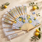 Vercraft 25 Sets Lemon Folding Fans, Wedding Favors for Guests with Bags by Vercraft