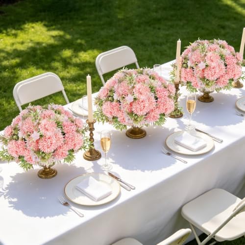 Light Pink Artificial Flowers 12 Bundles Silk Floral with Stems - Image 4