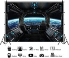 15x8ft Spaceship Station Interior Backdrop Outer Space Earth Futuristic Spacecraft Cabin Decorations Background Galaxy Universe Science Fiction Astronaut Adventure Birthday Banner Photo Booth - Image 4