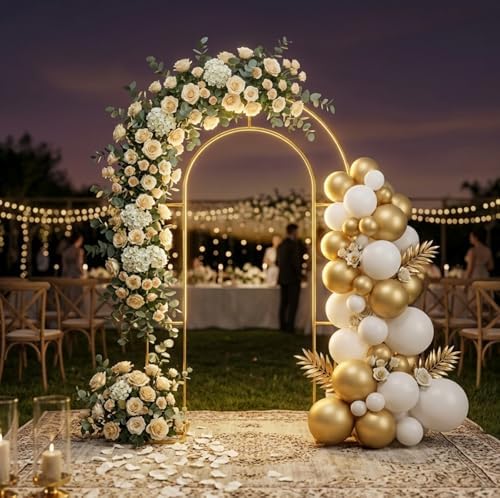 7.2FT Gold Double Arch Backdrop Stand, U-Shaped Metal Wedding Arch Frame with Open Back Design for Ceremony Baby Shower Birthday Party Garden Photo Backdrops Decorations - Image 7