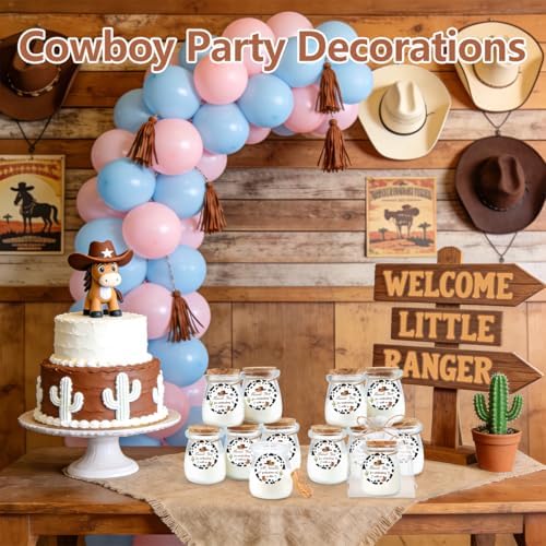 24Pcs Baby Shower Candle Cowboy Party Favors Lavender Scented Glass Jars Wax Candle Bulk with Thank You Cards Organza Bags for Guests Boy Girl Birthday Gender Reveal Gift Souvenirs (Cowboy, 24) - Image 5
