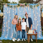 Ledido 10×10ft Blue Tulle Backdrop Curtain with Light(2 Panels 5×10ft) - Image 6