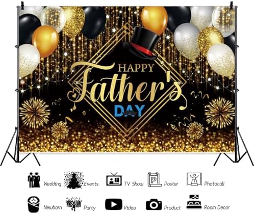 20x10ft Fathers Day Backdrop Black Gold Happy Fathers Day Backdrop I Love Dad Family Prom Party Best Dad Ever Party Background Baby Shower Party Cake Table Banner Photo Booth - Image 3
