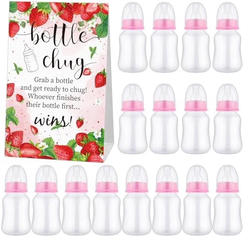 TrelaCo 20 Pcs Bottle Chug Game, Strawberry Baby Shower Favors, Pink by TrelaCo