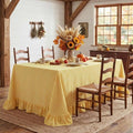 Eternal Beauty Gingham Ruffled Tablecloth Butter Yellow White 60x120 Fall by EternalBeauty