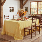 Eternal Beauty Gingham Ruffled Tablecloth Butter Yellow White 60x120 Fall by EternalBeauty