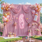 30x8ft Dusty Pink Photo Backdrop Curtains for Baby Shower Wrinkle Free Polyester Photoshoot Curtains Drapes Backdrop for Girls Birthday Party Wedding Graduation Photography Background 6 Panels 5x8FT - Image 5