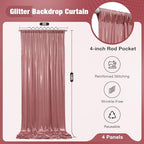 20x10FT Rose Gold Sequin Backdrop Curtain for Party - 4 Panels 5x10FT Wrinkle-Free Shimmer Drapes for Birthday, Wedding, Christmas, Decorations & Photography - Image 5