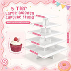 Nuanchu 5 Tier Large White Cupcake Stand for Wedding Christmas, Square - Image 3