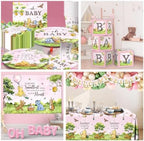 Bear Baby Shower Decorations, Pink Baby Shower Decorations with Oh Baby Backdrop Banner Plates Napkins Bear Tablecloth Balloon Arch Box for 1st Boy Girl Birthday Party - Image 6