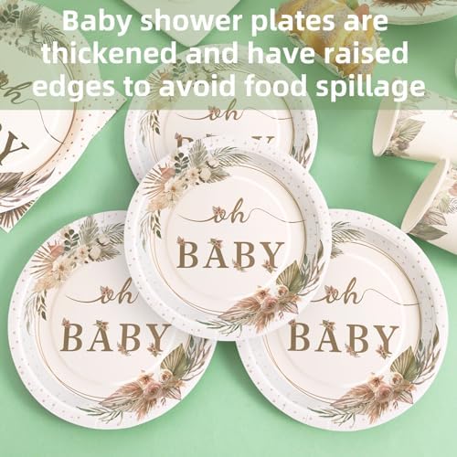 350 Pcs Boho Baby Shower Decorations for Girl, Baby Shower Plates and Cups and Napkins Sets, Oh Baby Plates for Western Sweet Baby Girl, Summer Fall Gender Neutral, Serves 50 - Image 3