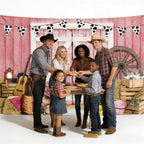 Pink Western Cowgirl Backdrop Size 10x8 Ft Rustic Wooden House Barn Design Party Banner Durable Polyester Photo Booth Background for Cowgirl Birthday & Farm Party Decorations Supplies - Image 2