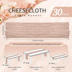 30 Pack Cheesecloth Table Runner 10FT Dusty Pink Table Runner Boho Gauze Cheese Cloth Table Runners Long Rustic Sheer Table Decorations for Wedding Party Baby Bridal Shower Birthday Holiday Home - Image 2