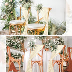 50 PCS Cheesecloth Chair Sashes Bows Wedding Aisle Decorations Chair Ribbon Ties Back Sash for Wedding Party Events Banquet Chair Cover Decoration (Ivory) - Image 7