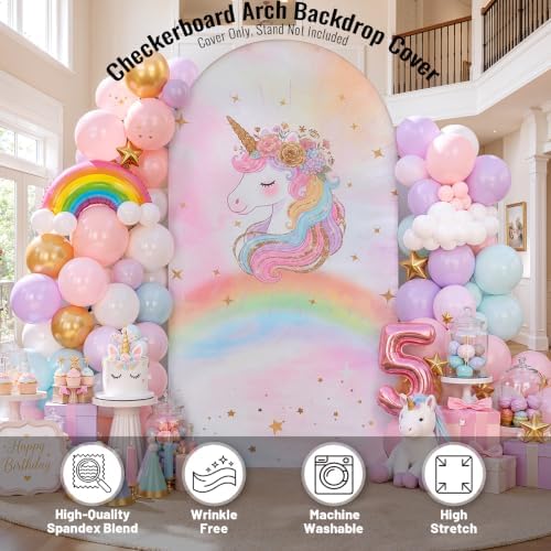 Unicorn Rainbow Arch Backdrop Cover, 7.2FT x 4FT, for Birthday Baby Shower - Image 5