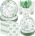 Funnymoom 400 Pcs Sage Green Floral Party Supplies for 50 Guests by Funnymoom