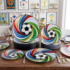 LIYH 60 Pcs World Cup Soccer Plastic Plates - Heavy Duty Disposable Plates for Global Soccer Themed Celebration Party Supplies 10.25" Dinner & 7.5" Dessert Plate - Image 7