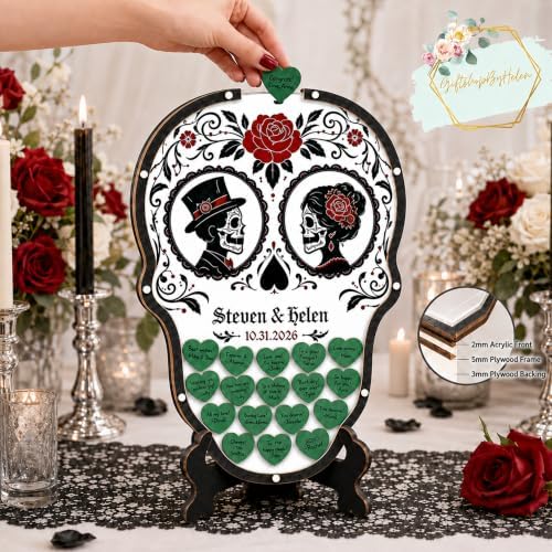 Gothic Wedding Guest Book Alternative, Halloween Skull Keepsake - Image 3