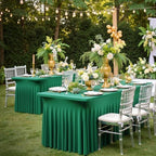 2 Pack Emerald Green Spandex Tablecloths for 8 Foot Rectangle Tables, Wrinkle Free Fitted Table Cloths Green 8ft Stretchy Table Cloth Cover with Skirt for Parties Weddings Birthday Banquet Baby Shower - Image 4