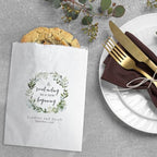 Canopy Street Personalized Greenery Wreath Treat Bags / 50 Custom Event Dessert Bags / 5 3/4" x 8" Watercolor Floral Cookie Holder Wedding Anniversary Favor/Made In The USA - Image 4
