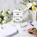 Qunclay 37 Pcs Baby Shower Design Bibs Game with DIY Bib Marker, Leaf - Image 5