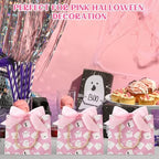 Kolldenn 40 Pcs Pink Halloween Party Favor Bags with Handles,Boo Style - Image 6