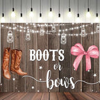 10x5ft Gender Reveal Backdrop Boots or Bows Photography Background Glitter Dot Star Rustic Wood Board Cartoon Baby Shower Banner Decorations Newborn Boy Girl Birthday Party Photo Booth Prop - Image 2