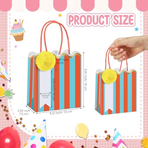 Gersoniel 24 Pcs Pastel Stripe Paper Gift Bags with Honeycomb Ball, Classic - Image 3