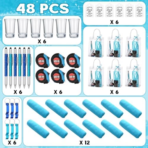 Leinuosen 6 Sets Baby Shower Game Prizes for Men with Cleaning Cloth Bottle Opener Screwdriver Tape Measuring Keychain Multi Tool Pen Gift Bag Baby Shower Prizes for Winner Birthday Bachelor Party - Image 4