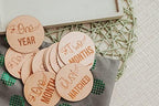 Dinosaur Engraved Picture Props, Dino Newborn Photo Cards, T- Rex Wood Infant Disc, First Year, Birth Announcement Baby Monthly Milestone Markers Wooden Sign Shower Gift Set Newborn - Image 5