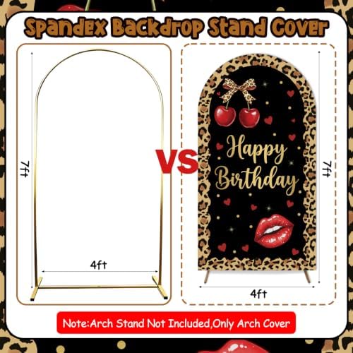 Serencatcher 7.2ft Cheetah Cherry Birthday Arch Backdrop Cover - Image 2