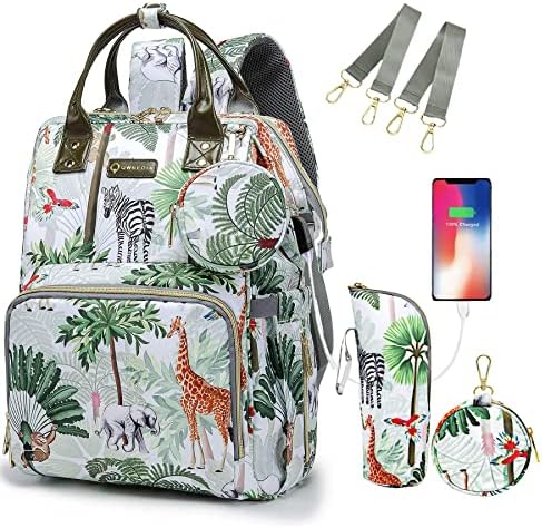 Diaper Bag Backpack for Dad and Mom with USB Charging Port Stroller Straps and Insulated Pocket,army military Travel Nappy Backpack for Daddy/Mommy (Animal Pattern) by Qwreoia-CoolDiaperBagStyle