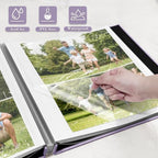 Large Photo Album Self Adhesive, DIY Scrapbook Album for 4x6 8x10 10x12 Pictures, 60 Pages Light Purple Linen Cover Memory Book, Ideal Gift for Family Wedding Baby Christmas Anniversary - Image 4