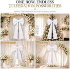PartyPosh Oversized White Velvet Sequin Bow 51"x25" - Image 5