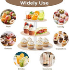 J JOYSAY Peach Pattern Acrylic Cupcake Stand 3 Tier Dessert Table Display Set Clear Cake Stands for Baby Shower Party Wedding Decorations Easy Assembly Donut Tower - Image 5