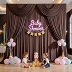 20ftx12ft Brown Backdrop Curtains for Parties, Wrinkle Free Polyester Brown Photo Backdrop Drapes 4 Panels 12 ft Long Back Drop Cloth for Wedding Birthday Photography Background Party - Image 4