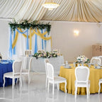 Buryeah 12 Pcs Navy Blue and Gold Round Plastic Tablecloth 84 Inch - Image 6