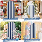 Strip Spandex Arch Backdrop Cover 6.6FT for Balloon Garland Nautical Farmhouse Strip Navy Blue Double-Sided Chiara Backdrop Stand Cover Elastic Fabric Background for Birthday Party Baby Shower Decor - Image 7