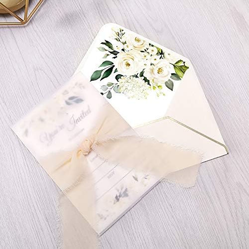 DORIS HOME 25PCS Fill-in Invitations Cards, Cream Flower - Image 7