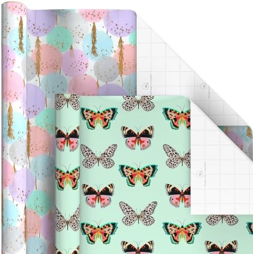 Hallmark Wrapping Paper Rolls for Birthday, Bridal Shower, Baby Shower, Gift Wrap Paper (Set of 6 Rolls: 180 sq. ft. ttl.) Butterflies, Gold Animal Print, Pink Flowers for All Occasions - Image 6