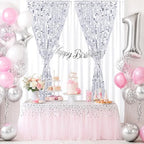Silver Sequin Backdrop Curtain 4 Panels 2ftx8ft 18mm Glitter Shimmer Background Drapes for Wedding Party Baby Shower Photo Booth Decorations - Image 4