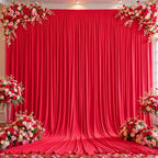 10x12ft Red Backdrop Curtain Panels for Parties - Wrinkle Free Polyester Photo Curtain Backdrop Wedding Back Drop Fabric Drapes for Party Decorations Background for Photography by WishCare