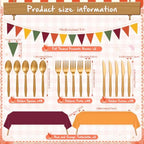 Mimorou 342 Pcs Fall Party Supplies Autumn Tableware Paper Disposable Plates Napkins Cups Plastic Tablecloth Triangle Banner for Fall Thanksgiving Party Decorations - Image 5