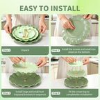 9Pcs Cupcake Stand & Serving Tray Set – 3 Tier Dessert Cake Stands, Cookie Display Stand，for Party Wedding Birthday Baby Shower, Gradient Dessert Table Display Stands Cookie Tray Rack（Green,Round - Image 5