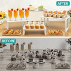 ELITEROO Tiered Display Stand, Wooden 4 Tier Display Risers, Nesting Cupcake Stand for Dessert, Food, Cupcake, Collectibles, Buffet Table, and Market Vendor Events Retail Shelf Organizer, White - Image 5